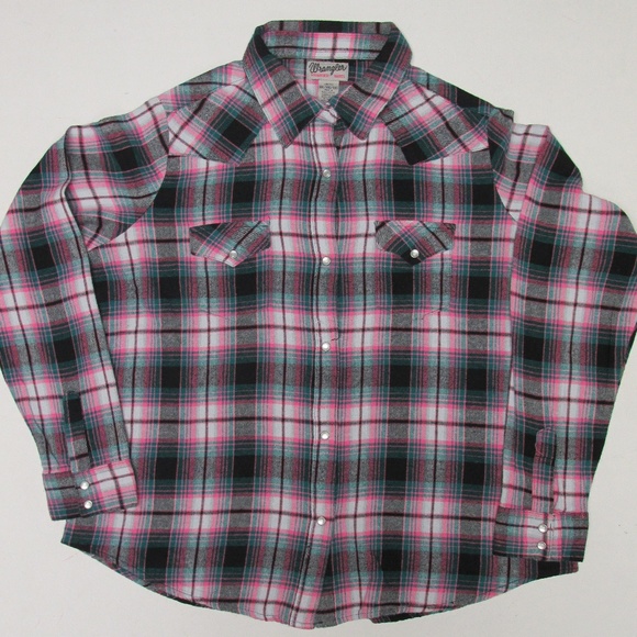 Wrangler Girls Snap Button Flannel Shirt Size 2XL - Picture 1 of 3